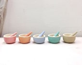 Ceramic mortar and pestle kitchen tool / available in peach, pink, turquoise, blue, oatmeal / handmade to order