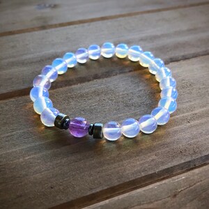 Opal, Amethyst and Hematite Bracelet - Inspiration and Purification.