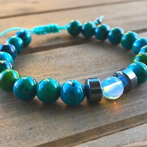 Chrysocolla, Opal and Hematite Bracelet - Communication and Inspiration