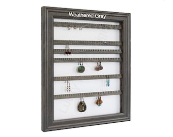 Earring Holder Framed iOrganize® Organizer - Movable slats - Hoop Hooks - 10 Colors  - FREE SHIPPING