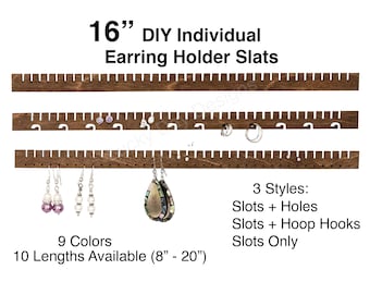 16" Earring Holder Slats iOrganize® DIY Organizer - 9 Colors - 3 Styles Available
