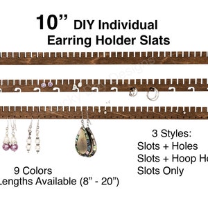 10" Earring Holder Slats iOrganize® DIY Organizer - 10 Colors - 3 Styles Available