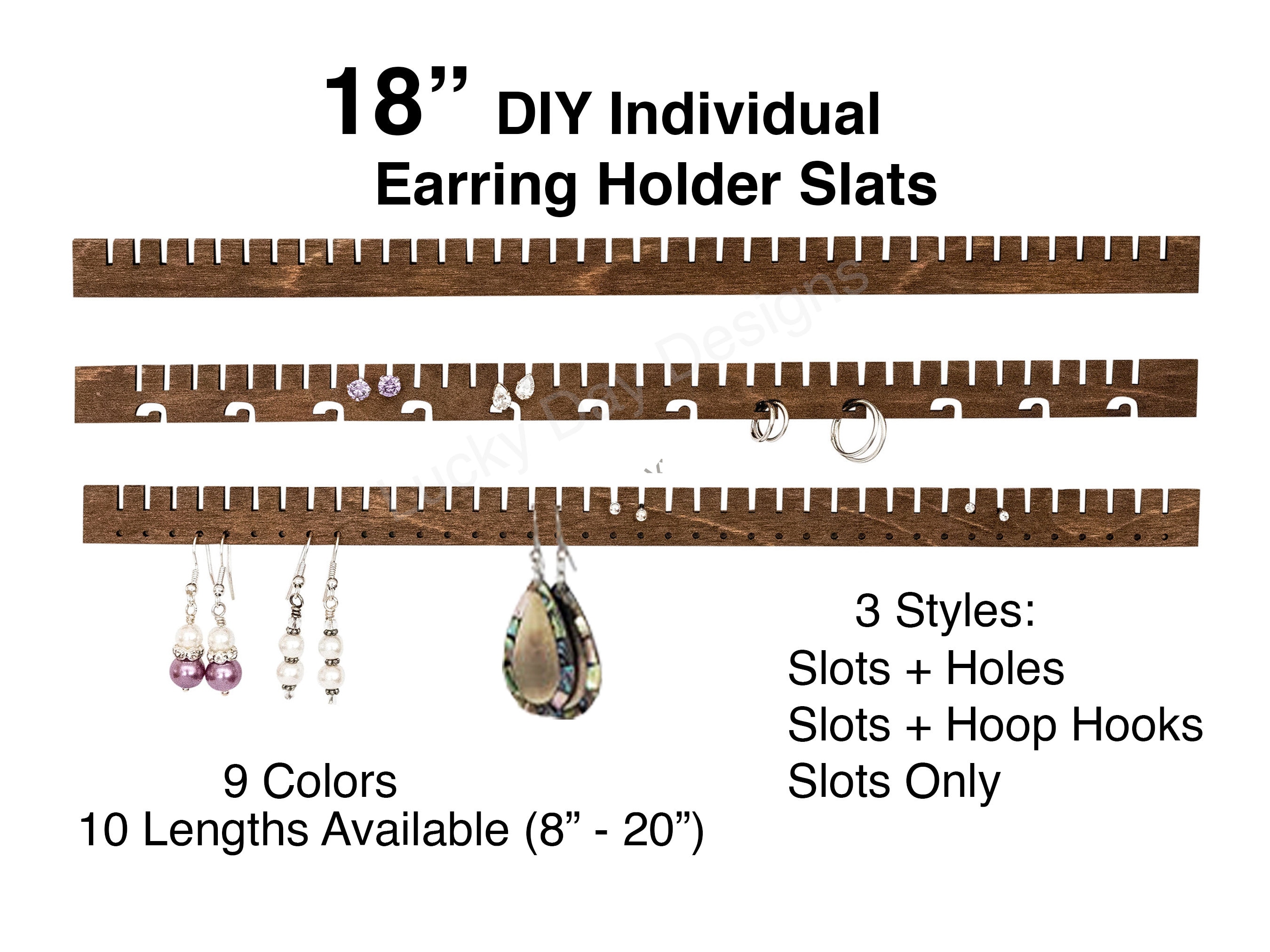 11 Earring Slats With Holes, DIY Earring Organizer, Hand Cut Wooden Earring  Strips, Jewelry Holder Extra Bars, Jewelry Cabinet Notches Inch 