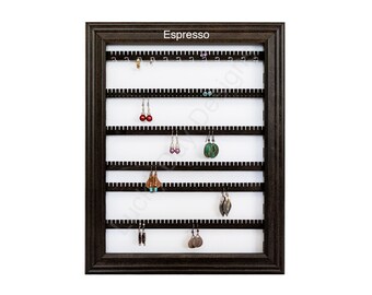 Earring Holder Framed iOrganize® Organizer - Movable slats - Hoop Hooks - 10 Colors – Espresso