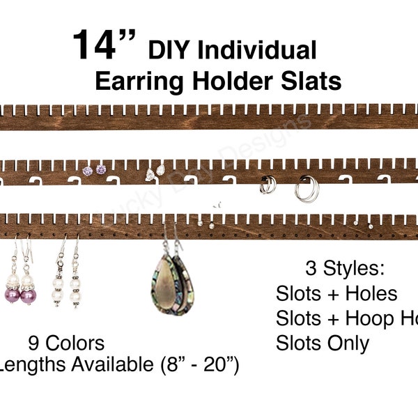 14" Earring Holder Slats iOrganize® DIY Organizer - 9 Colors - 3 Styles Available