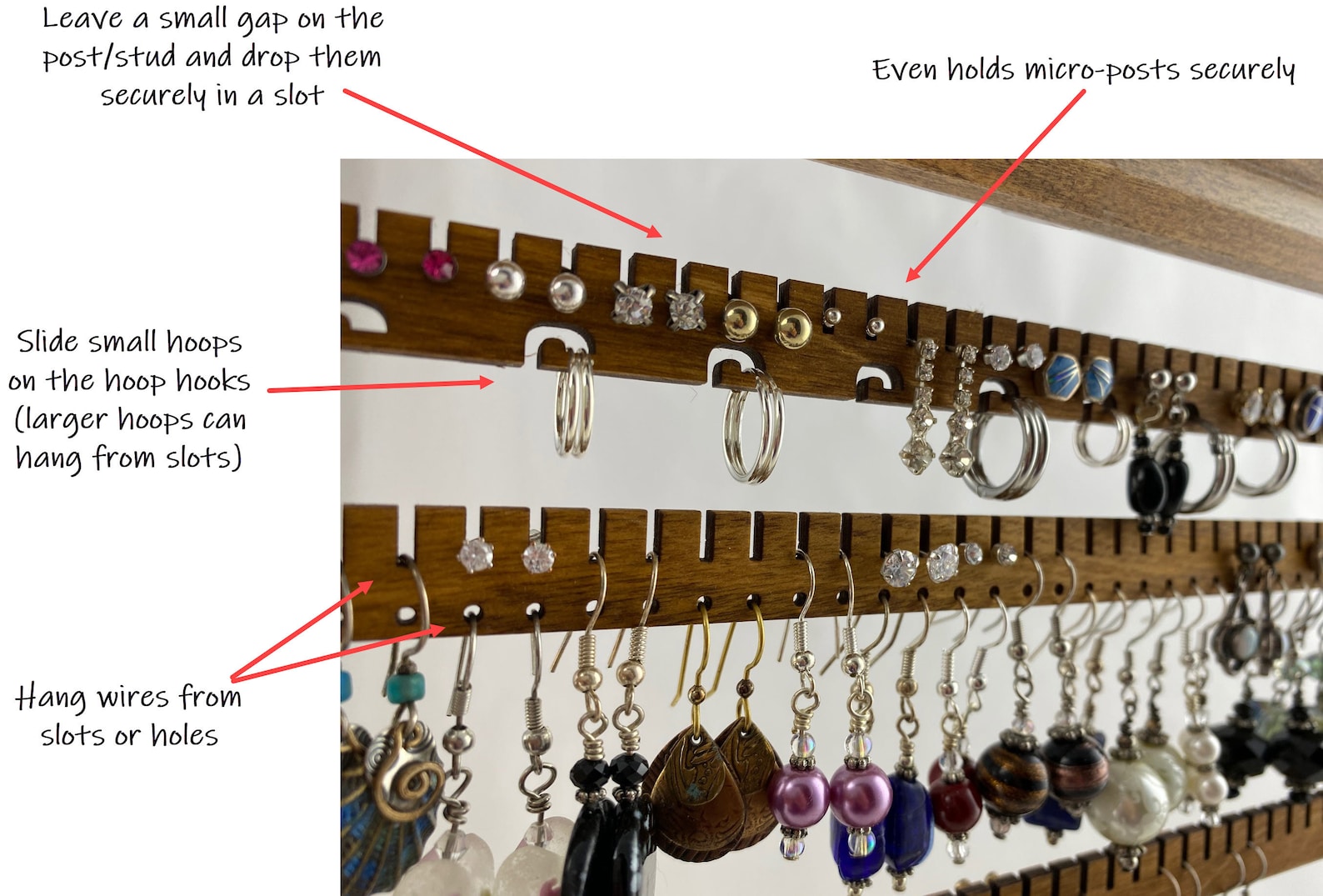 16 Earring Holder Slats DIY Organizer 9 Colors 3 Styles