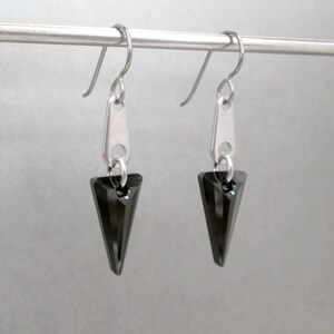 Black Crystal Earrings, Swarovski Crystal Spike Earrings, Hypoallergenic Crystal Earrings