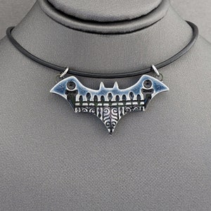 Gothic Bat Necklace, Halloween Bat Necklace, Gothic Cemetery Gate