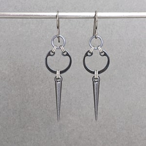 Lightweight Spike Dangle Earrings, Industrial Hardware Jewelry, Hypoallergenic Earrings