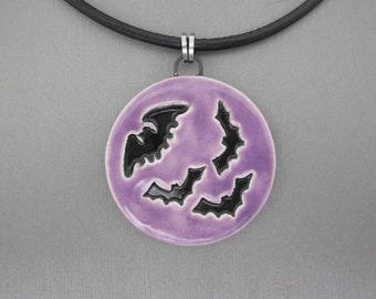 Halloween Bat Necklace, Purple Bat Necklace, Halloween Necklace, Bat Jewelry