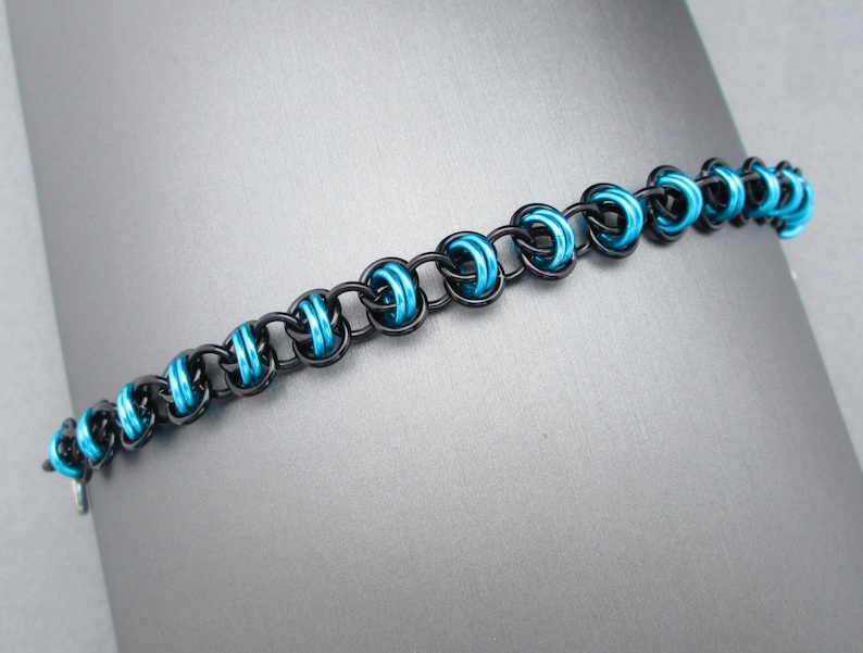 Turquoise and Black Bracelet Toggle Bracelet Turquoise Chainmail Lightweight Unique Chain Bracelet Chainmail Jewelry Chainmail Bracelet