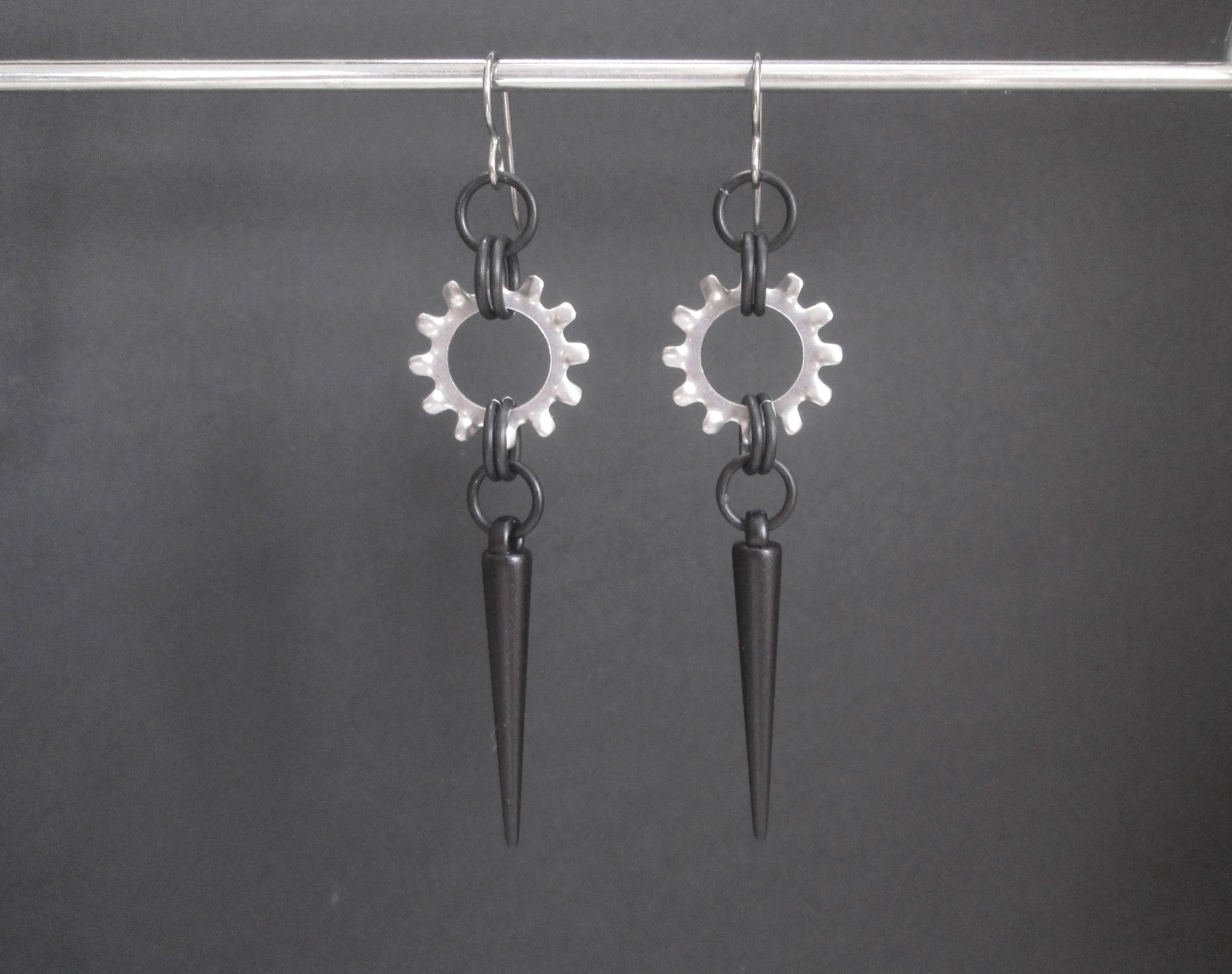 Long Spike Earrings Industrial Earrings Hardware Jewelry | Etsy