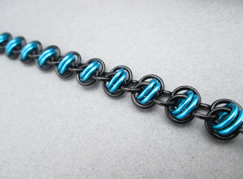 Turquoise and Black Bracelet Toggle Bracelet Turquoise Chainmail Lightweight Unique Chain Bracelet Chainmail Jewelry Chainmail Bracelet