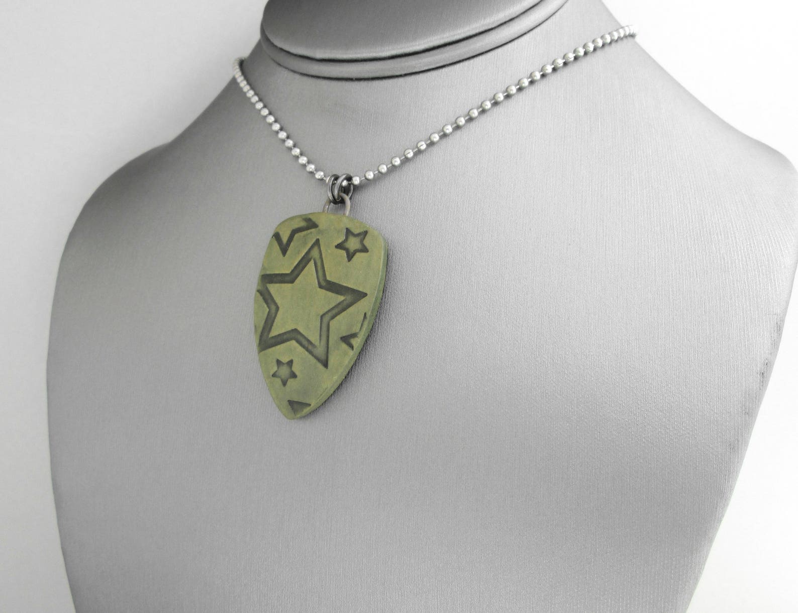 Unisex Necklace Star Mens Necklace Green Grunge Jewelry Etsy