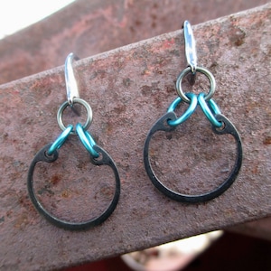 Industrial Jewelry, Washer Jewelry, Hypoallergenic Earrings, Hardware Jewelry, Black Steel Earrings Black Metal Earrings Edgy