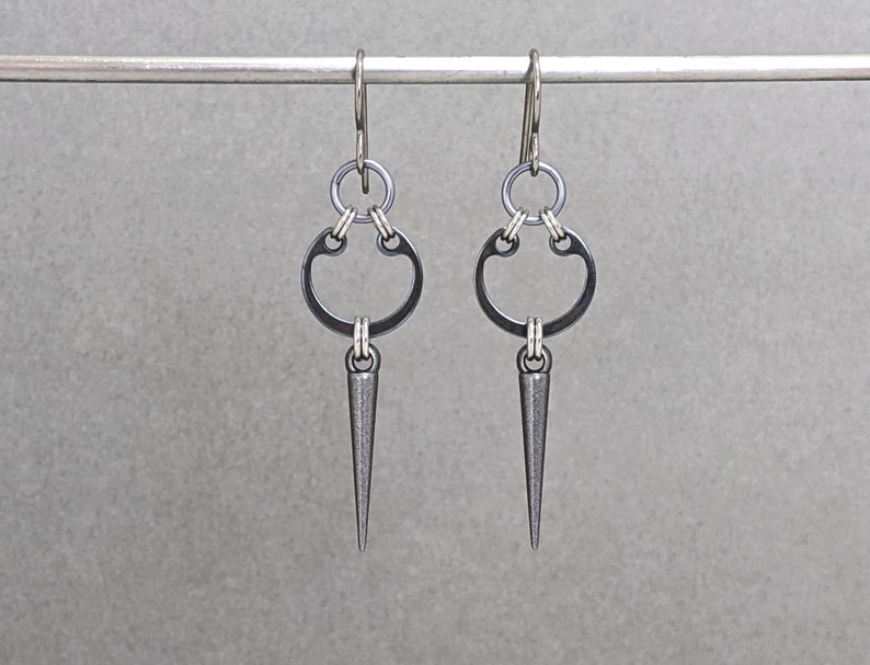 Lightweight Earrings, Spike Earrings, Industrial Jewelry, Hardware Jewelry, Dangle Earrings, Edgy Jewelry image 1