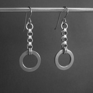 Edelstahl Kettenohrringe, Metall baumeln Ohrringe, industrielle Ohrringe, Edelstahl Schmuck, hypoallergene Ohrringe, kantiger Schmuck