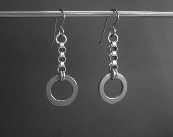 Chain Dangle Earrings, Hypoallergenic Edgy Jewelry