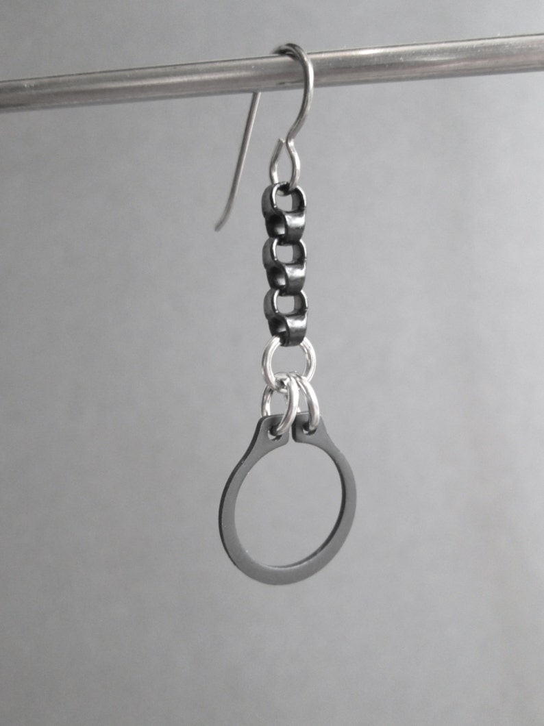 Chain Earrings Black Earrings Industrial Earrings Hardware Etsy