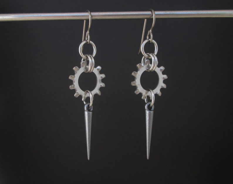 Spike Earrings Industrial Earrings Stainless Steel Earrings - Etsy