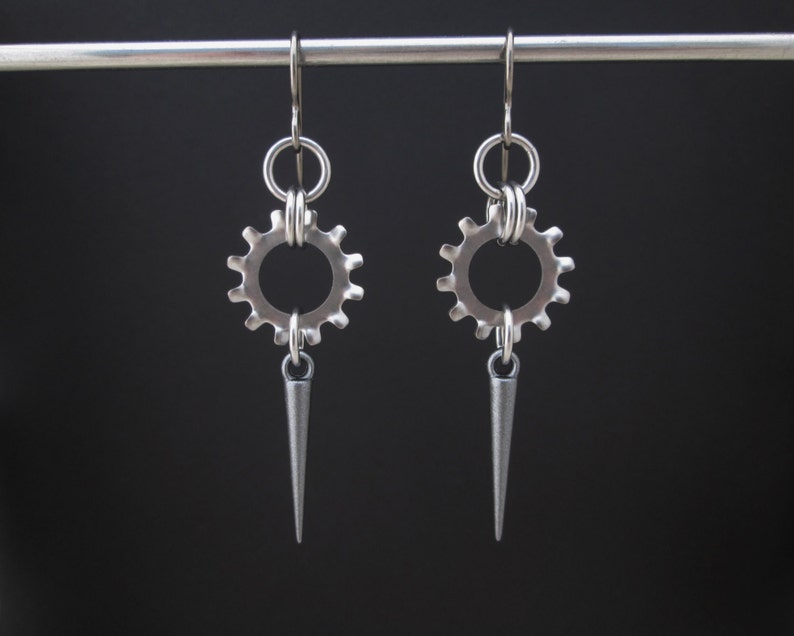 Spike Earrings Industrial Earrings Stainless Steel Earrings Etsy