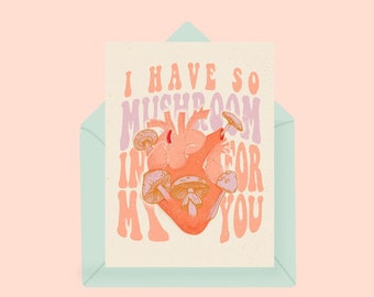 So Mushroom in my Heart, Psychedelic Card, Mushroom Card, Valentines Card, Love Card, Card for Wife, Card for Girlfriend, Card for Boyfriend