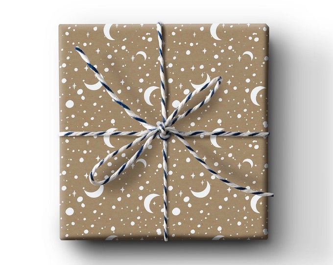Over the Moon Wrapping Paper Kraft Wrapping Paper Birthday Wrapping ...