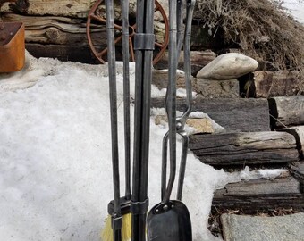 Wrought iron fireplace tool set
