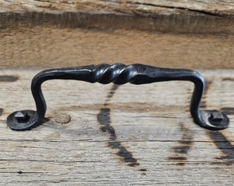 Twisted wrought iron drawer pull