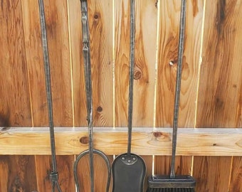 Wrought iron fireplace tool set.