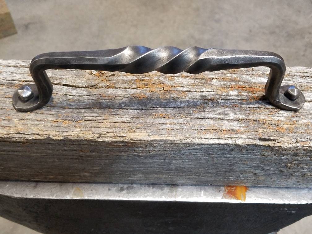Twisted wrought iron barn door handle