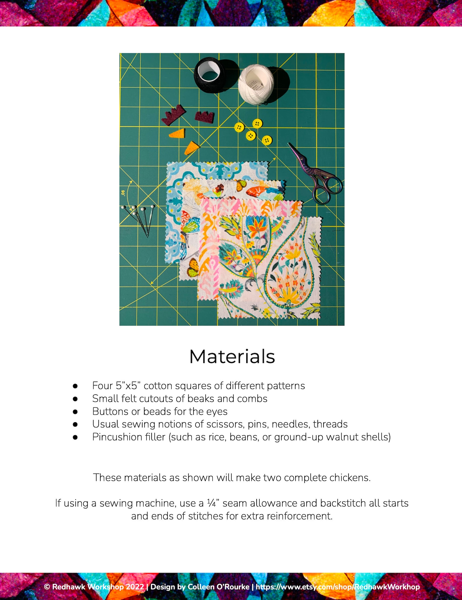 Patchwork Chicken Pincushion PATTERN PDF - Etsy