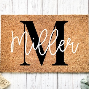 Personalized Last Name Doormat, Custom Name Coir Doormat, Personalized Welcome Mat, Customizable Entryway Rug, Monogram Family Doormat