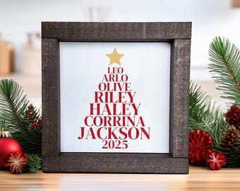 Personalized Christmas Tree with Names Sign, Christmas Tree Wood Sign, Christmas Decor, Christmas Sign, Custom Christmas Decor