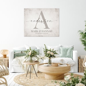 Family Monogram Last Name Sign, Personalized Year Established Canvas, Custom Family Canvas Sign, Rustic Farmhouse Sign, Canvas Wall Art