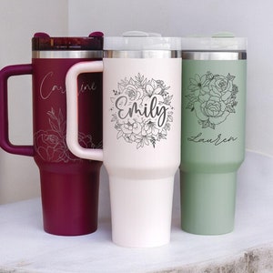 Personalized 40oz Tumbler with Handle & Straw, Engraved TikTok Cup, Gift For Her, 40 oz Travel Mug Not Stanley Brand Quencher, Gift for Her