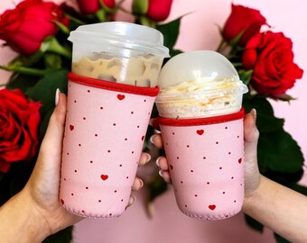 Valentine's Day Red Heart Insulated Drink Sleeve, Iced Coffee Coffee, Starbucks, Dunkin, Mcdonalds, Coffee Sleeve, Coffee Lover Gift, VDAY