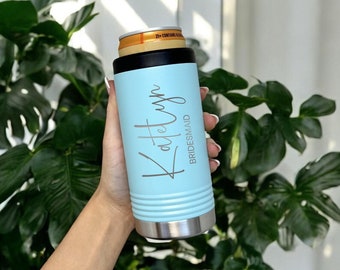 Personalized Slim Can Cooler, Stainless Cooler, Insulated Can Cooler, Seltzer Can Holder, Slim Can Cooler, Bridesmaid Gift