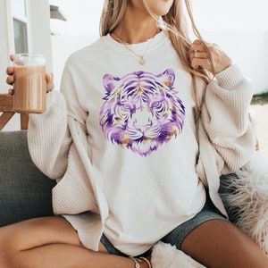 Purple and Gold Tiger Head Shirt, Cute Louisiana Shirt, Tigers Game Day, Football,Baton Rouge Shirt,Fan Shirt ,Tailgate, Gameday Shirt