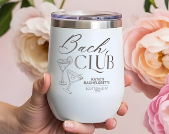 Personalized Floral Wine Tumbler: Custom Engraved Bachelorette Gift