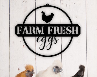 Farm Fresh Eggs Metal Sign, Farm Fresh Eggs, Farmhouse Sign, Chicken Coop Sign, Farm Sign, Outdoor Sign, Chicken Metal Sign, Rustic Egg Sign