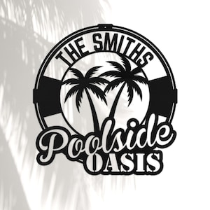 Personalized Backyard Oasis Metal Sign: Custom Family Name Outdoor Decor