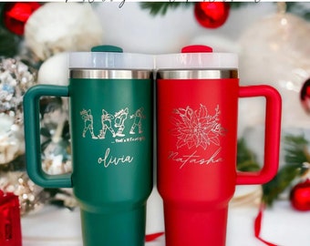 Customized Tumbler With Handle, Custom 40oz Travel Cup With Lid And Straw,  Personalized Tumblr Laser…See more Customized Tumbler With Handle, Custom
