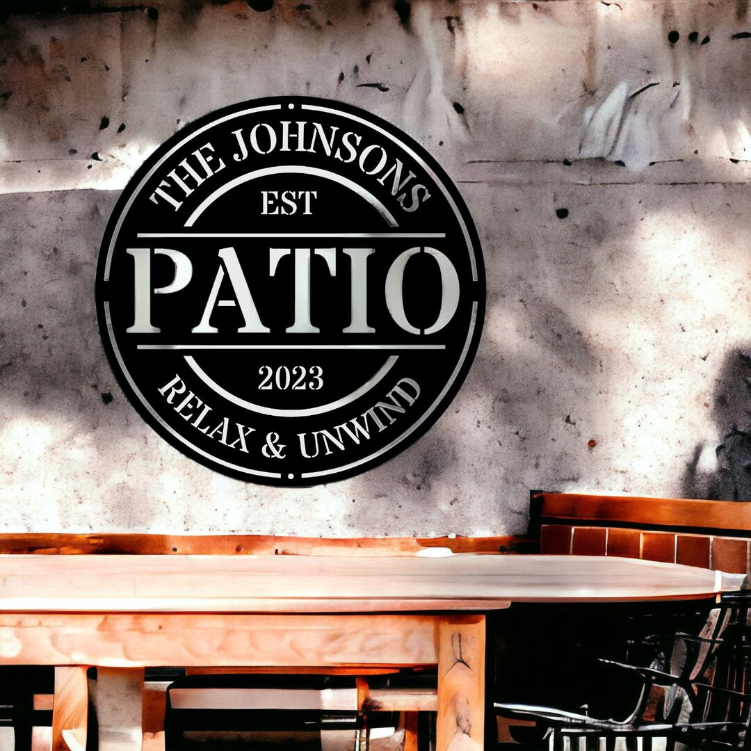 Personalized Family Name Patio Metal Sign, to the Patio Established Date Metal Sign