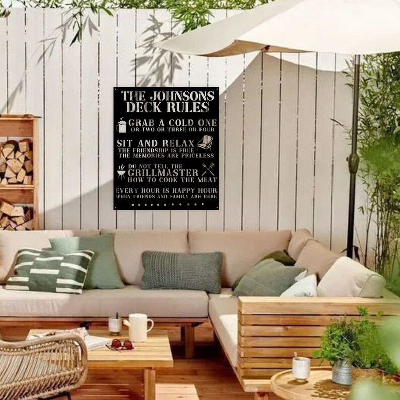 Personalized Deck Rules Metal Sign, Outdoor Party Sign Decor, Custom ...