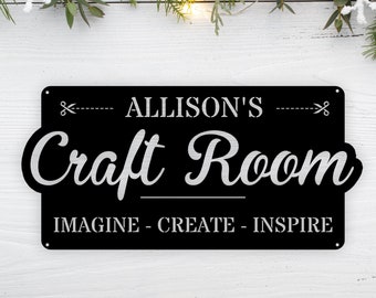 Personalized Craft Room Metal Sign, Sewing Room Sign, Craft Sign Decor, Wall Art for Craft Room, Metal Office Sign, Home Office Decor