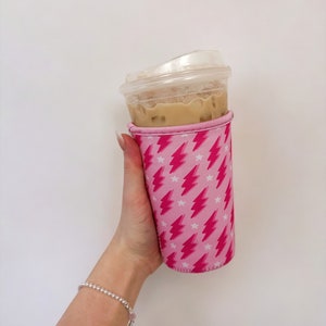 Lightning Bolt Insulated Drink Sleeve, Iced Coffee Coozie, Hot Coffee Sleeve, Starbucks, Dunkin, Mcdonalds, Coffee Sleeve, Coffee Lover Gift image 6