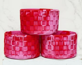 Valentine Red & Pink Checkered Silicone Boot, Red and Pink Silicone Cup Boot, Valentine's Day Stanley Boot, Pink Tumbler Accessories