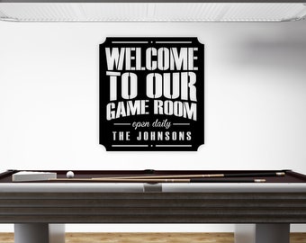 Personalized Game Room Sign, Metal Sign for Game Room, Game Room Decor, Man Cave Decor, Arcade Sign, Family Name Sign, Family Room Decor,