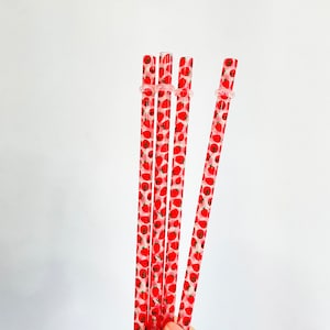 40 OZ tumbler Strawberry Reusable Plastic Straws, Custom Straw, Strawberry Straw, 12 inch Straw, Simply Modern, Stanley Straw, 8mm wide,